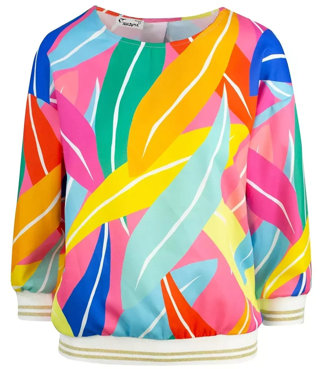 Loose blouse with a welt colorful print