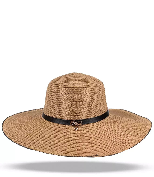 Large women's straw hat with a black band