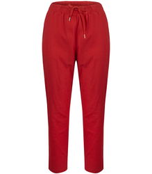 Women's trousers made of delicate cotton, tapered, tied at the waist LENA