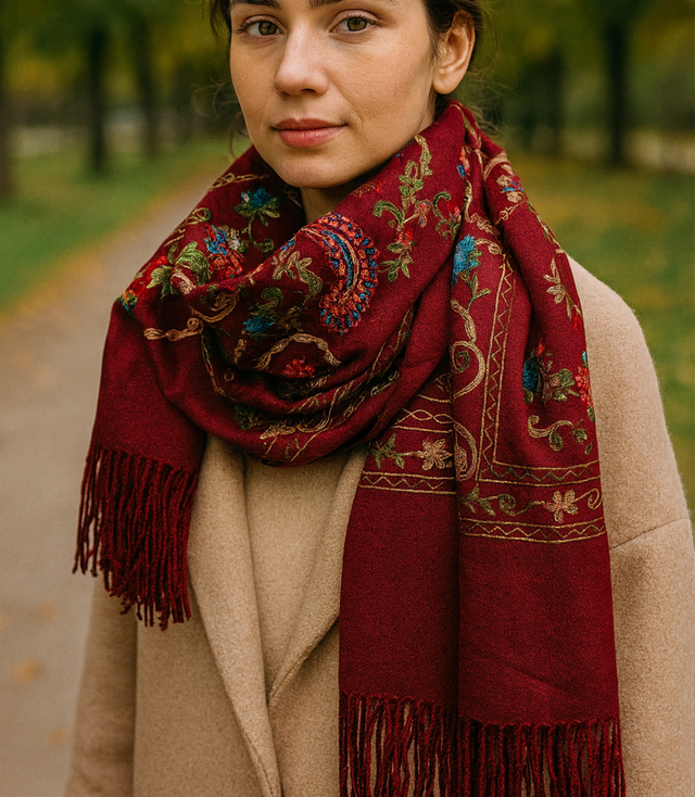 Women's scarf with floral ornament stylish