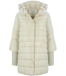 Warm quilted jacket with a drawstring hood and sleeves