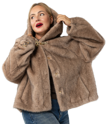 Luxury fur trapeze cut with gold elements AURORA