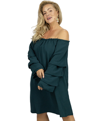 Spanish midi dress with buffet ruffles on sleeves BELLA