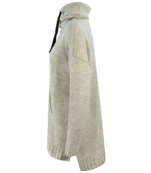 Długi ciepły sweter bluza kangurka gładka