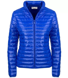 Short transitional quilted jacket with a stand-up collar