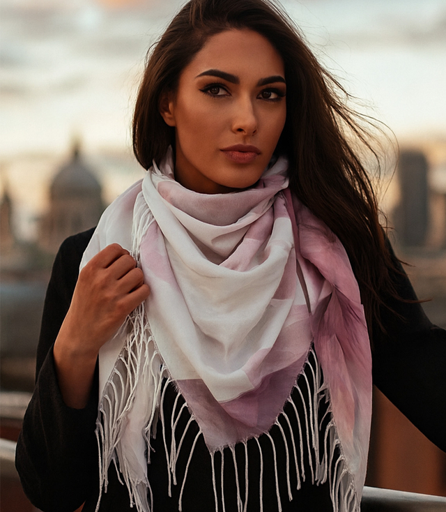 Women's scarf with floral pattern 100x100
