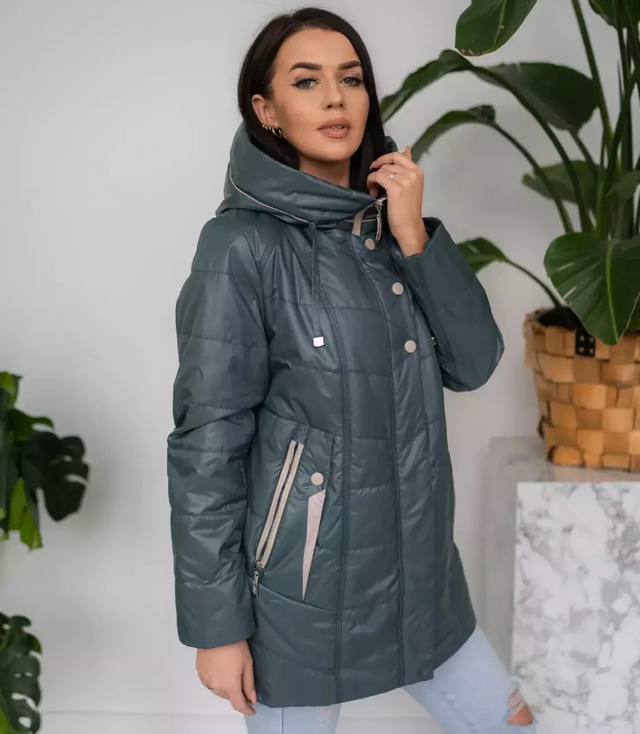 Women's transitional jacket with a quilted hood IZA