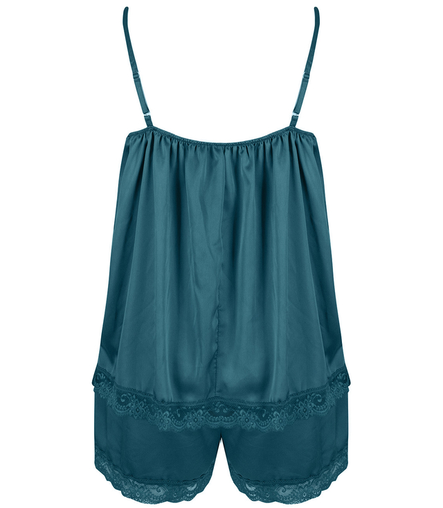 Satin pajama set with lace shorts top petticoat