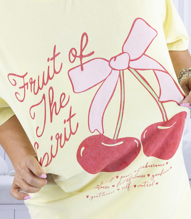 Długi damski T-shirt  tunika luźny fason nadruk z wiśniami SUMMER