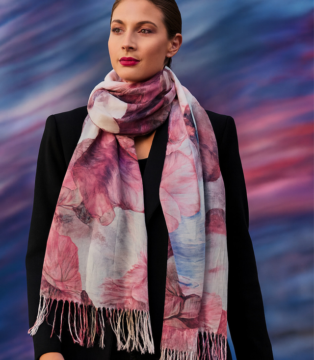 Women's floral pattern scarf 180x70