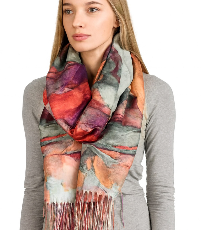 Square shawl scarf for women with tassels AGRAFKA