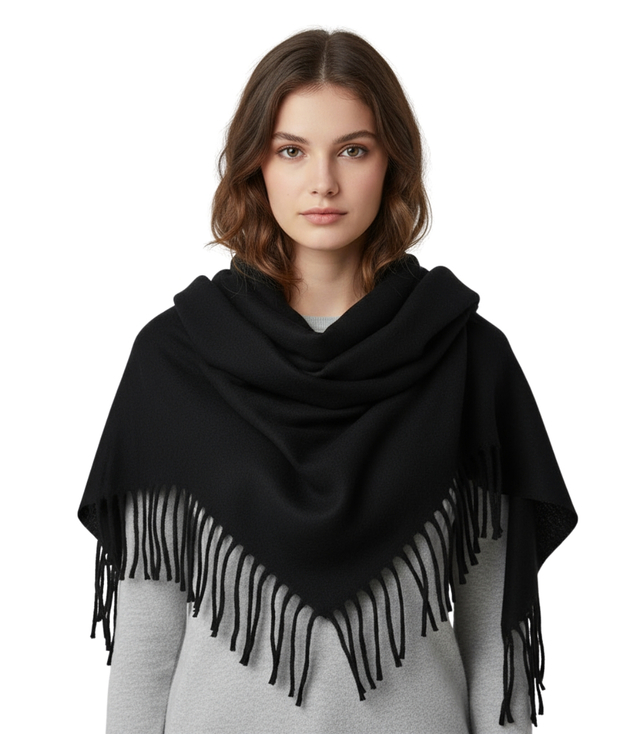 One-color shaik shawl with tassels STELLA