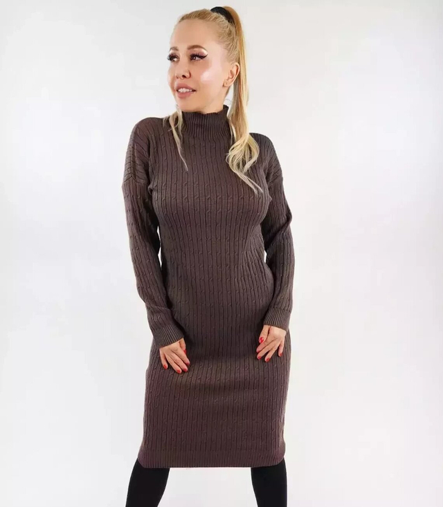 Knit dress turtleneck sweater braids