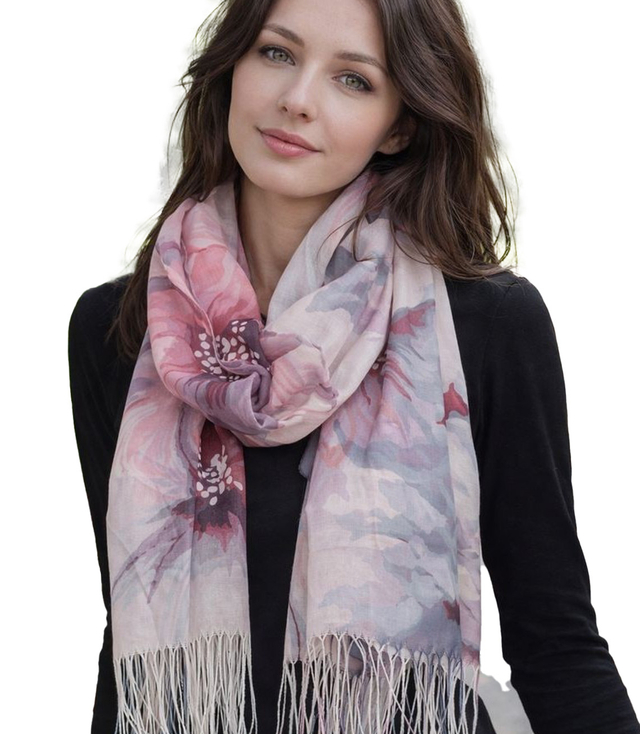 Women's floral pattern scarf 180x70