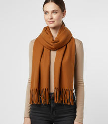 Elegant scarf with tassels in one color