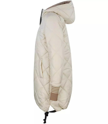 Warm thick quilted jacket with a hood winter