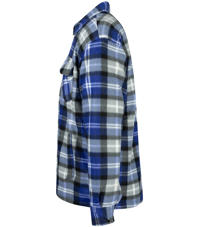 Warm fleece checked men's shirt insulated with faux fur