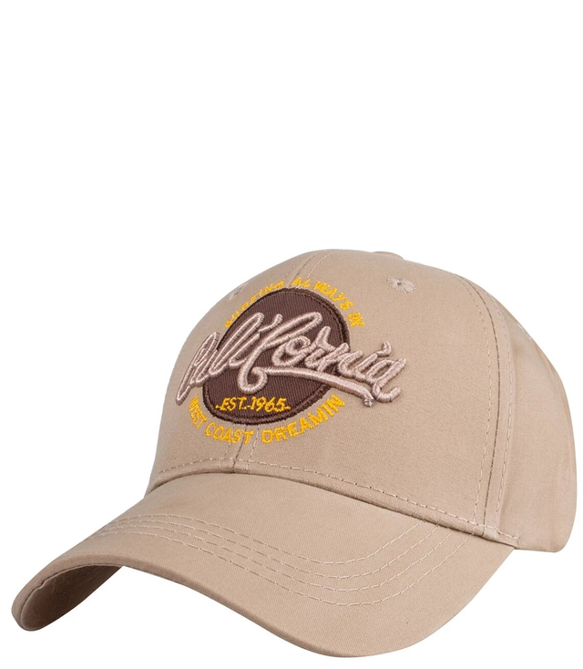 A baseball cap decorated with the inscription CALIFORNIA