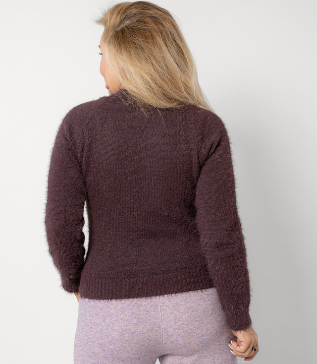Fluffy short sweater with round neck MILA