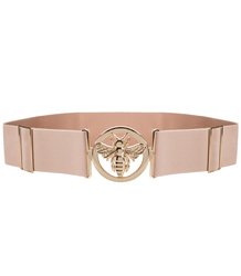 Women's belt with gold bee, adjustable, elastic