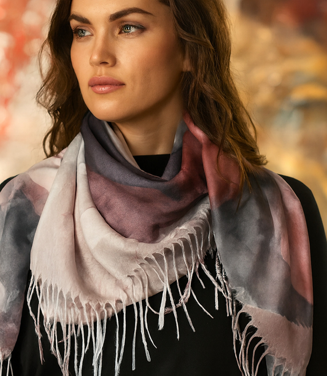 Women's scarf with floral pattern 100x100