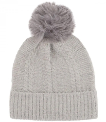 Warm women's cap with pom-pom and plaid autumn winter hat 