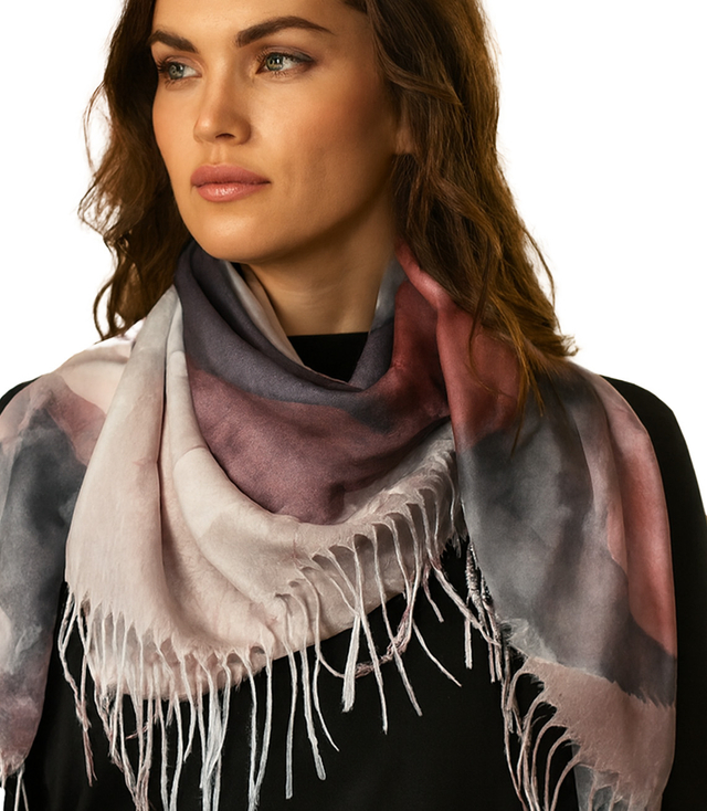 Women's scarf with floral pattern 100x100
