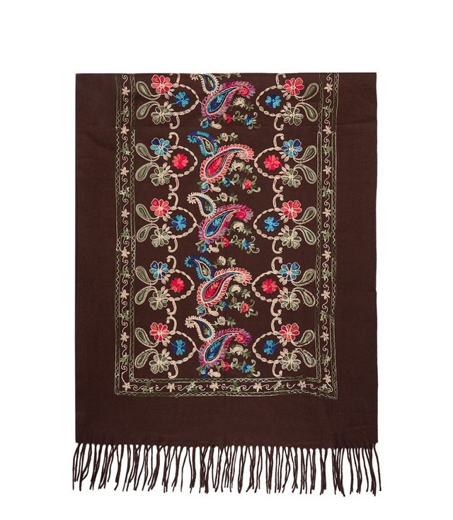 Szal damski haft z roślinnym ornamentem