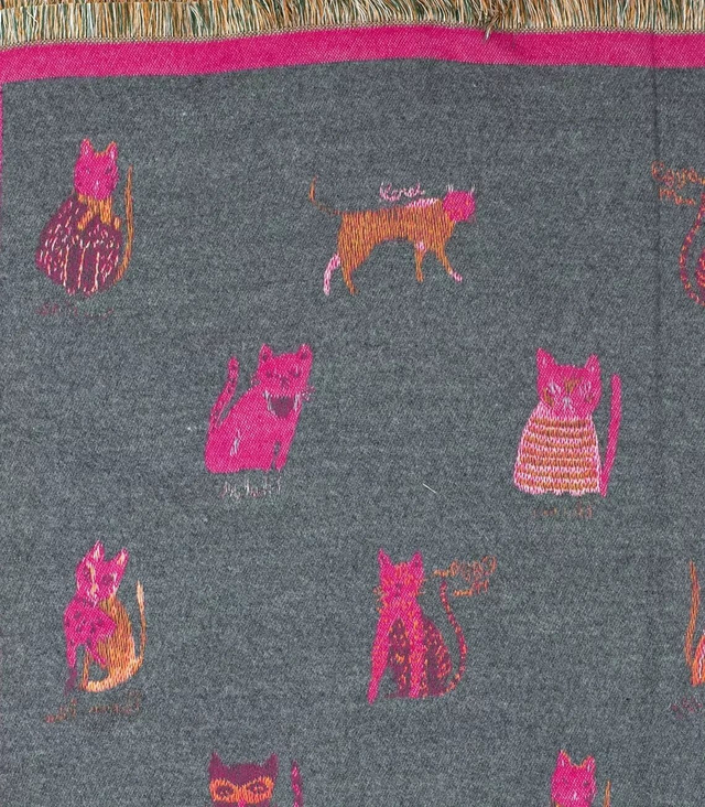 Warm double sided scarf cats knitted fabric