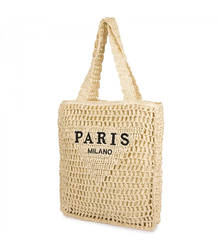 Large plaid shoper bag with fashion statement PARIS