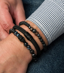 Set of men's bracelets natural stone