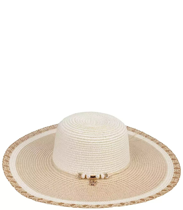 Large straw hat with a wide brim, two-colored