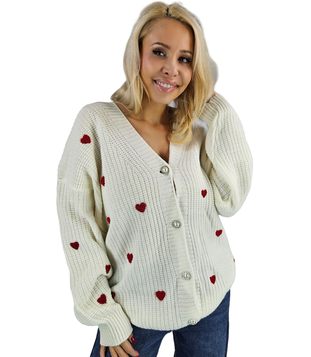 Warm and cozy women's sweater with hearts for autumn SUMMER
