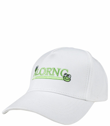 Children's baseball cap decorated with embroidery with frogs