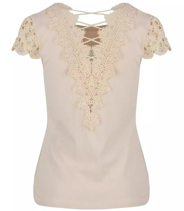 Blouse short sleeve lace shirt IRMA