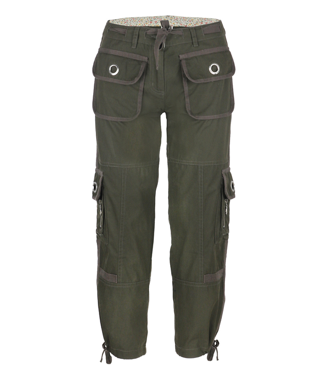 Women's cotton cargo pants with drawstring pockets