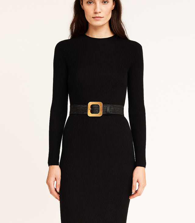 Braided women's belt with large buckle