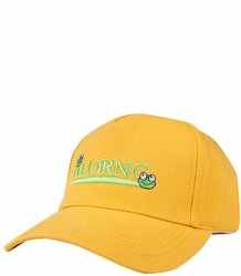 Children's baseball cap decorated with embroidery with frogs