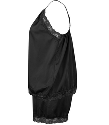 Satin pajama set with lace shorts top petticoat
