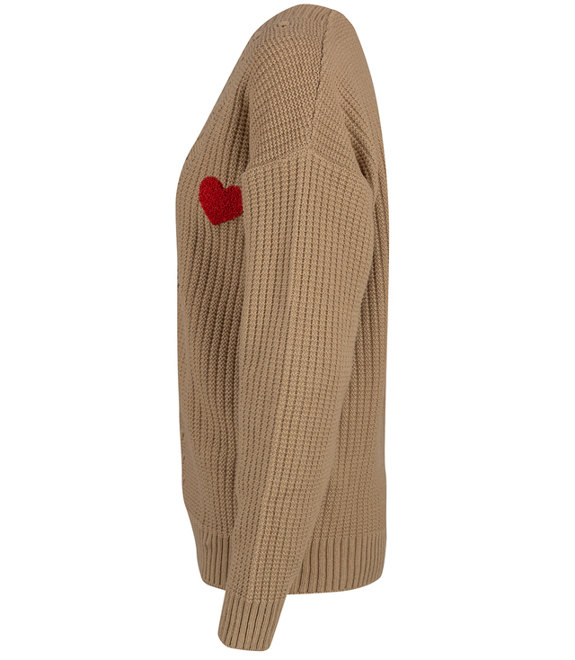 Warm and cozy women's sweater with decorative buttons and heart LOVE