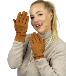Women's elegant gloves with embossing
