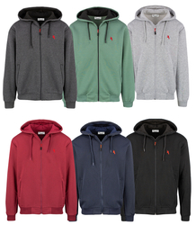 Men's warm unbuttoned hoodie single color with embroidery