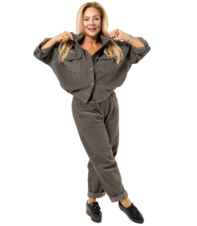 Corduroy set pants with belt and jacket shirt CHICA