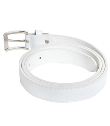 Smooth women's eco leather belt with silver buckle 2.3 cm