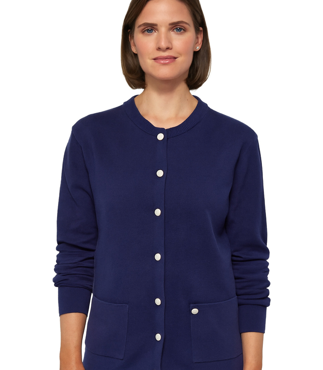 Classic warm thick short cardigan sweater EMILIA decorative buttons