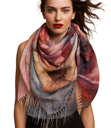 Women's scarf with floral pattern 100x100