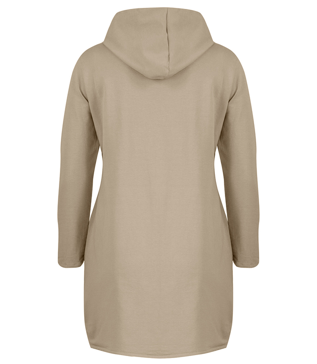 Thin long sweatshirt with diagonal zipper and hood LILIANA