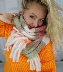 Warm scarf, stripes, fluffy knitwear