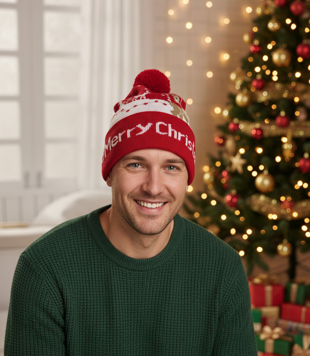 Winter Christmas hat with pom-pom - perfect for preze