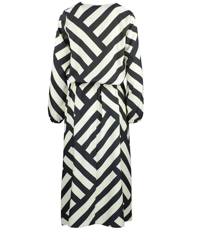 Elegant maxi dress with a geometric pattern. Unusual MARIBEL